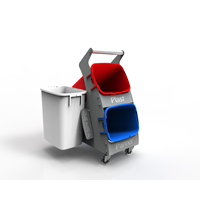 KEBAsort Sorteringsvagn kontor;ljusgrå blank m. 3 kärl röd/ocean/vit