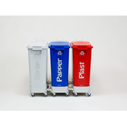 KEBAsort Sorteringsvagn;3 60-liters kärl (grå, röd, blå) med tillbehör