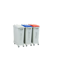 KEBAsort återvinningsstation;3 st 60-liters grå kärl med tillbehör